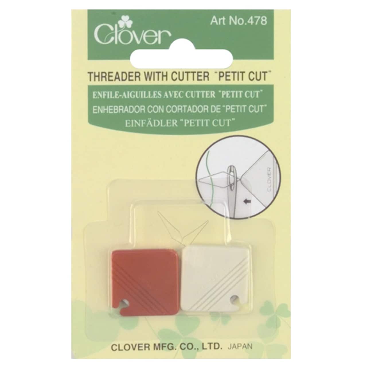 Clover Petite Cut Needle Threaders with Cutters, 2ct.